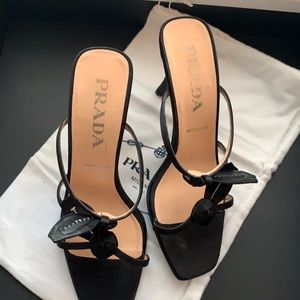 Prada silk slides with leaf detail